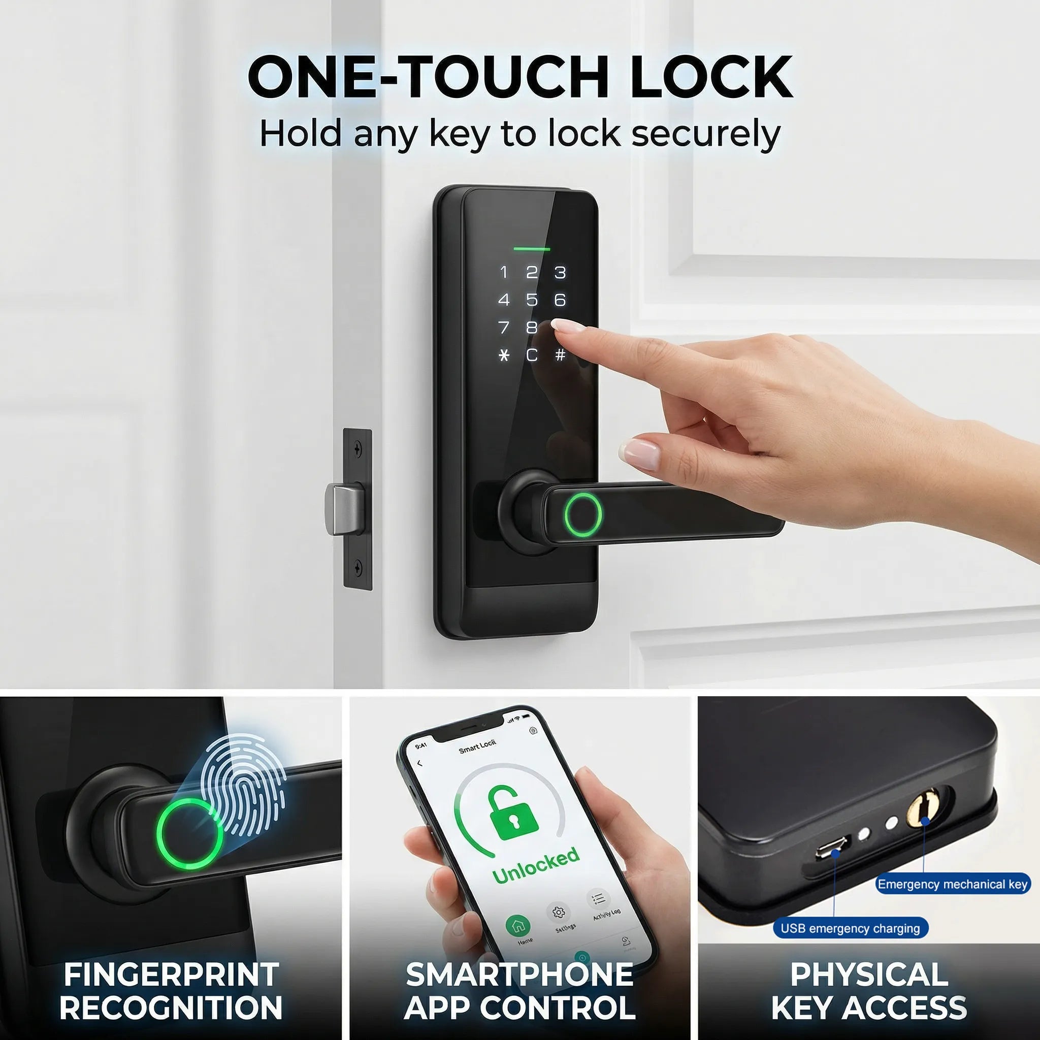 Slim Touchscreen Digital Door Lock C-H2