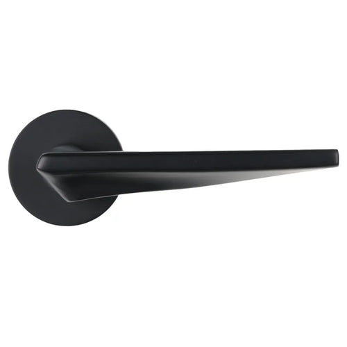 Angled Lever Round Rosette Door Lock LDK01077 Black