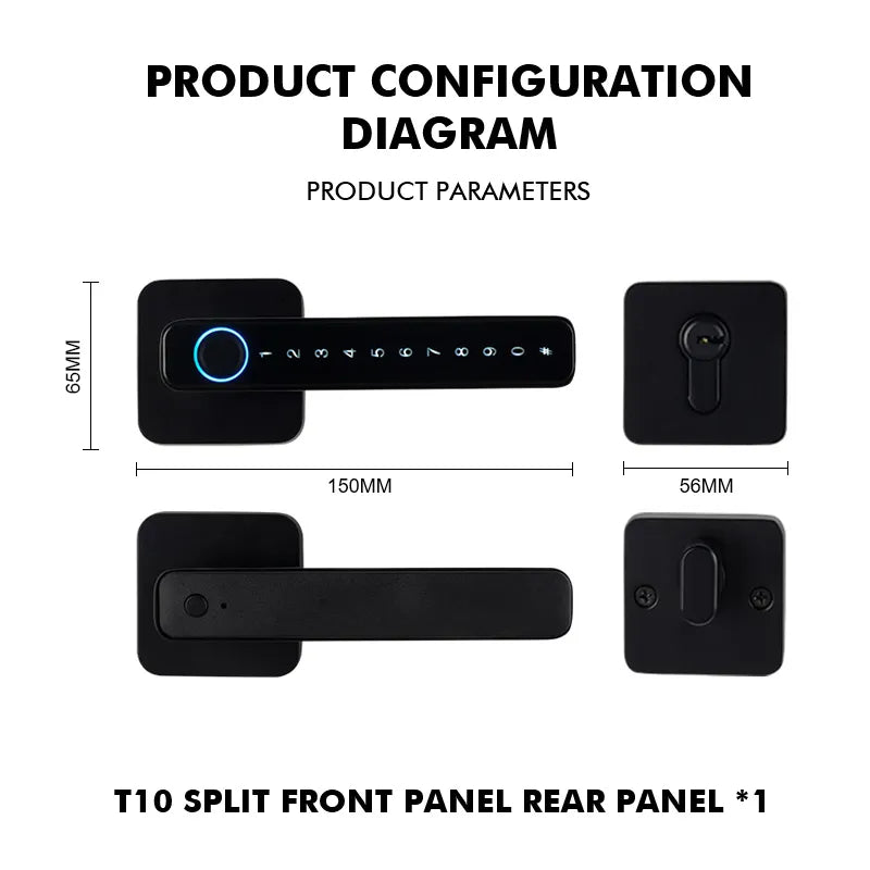 Tuya Fingerprint Smart Door Lock with Bluetooth and Password Access T10