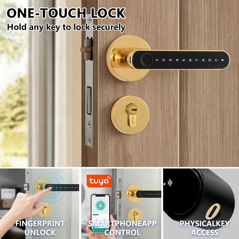 Tuya Fingerprint Smart Split Door Lock with Bluetooth/WiFi/App Control T6