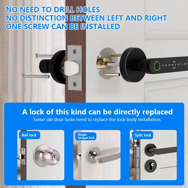 Smart NFC Card Fingerprint Door Lock with Bluetooth Password Keyless Entry T11