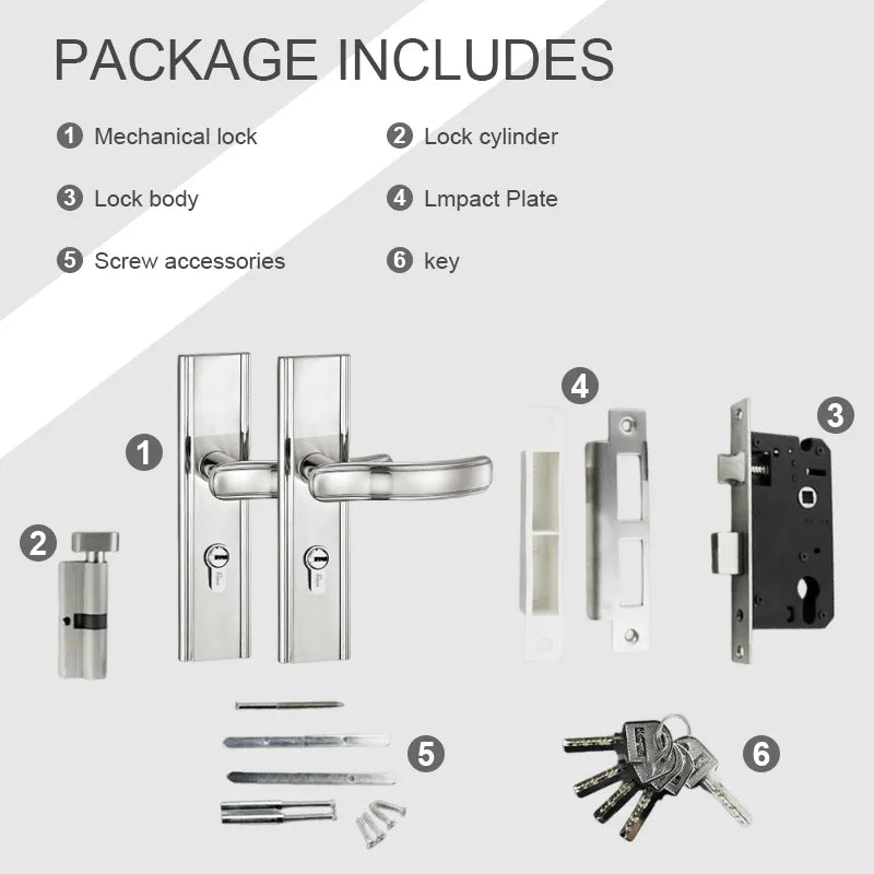 Premium Cylinder Entry Door Lock with Handle M1208SS