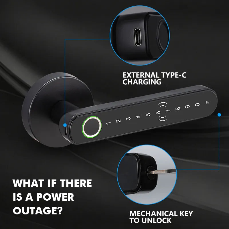Smart NFC Card Fingerprint Door Lock with Bluetooth Password Keyless Entry T11